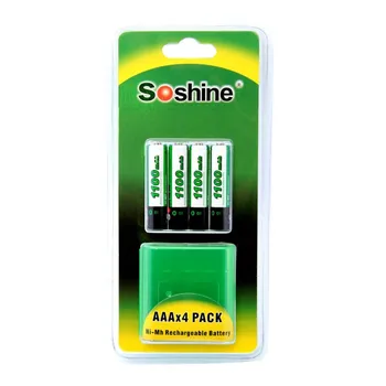 

4PCS/Pack Soshine Battery 1100mAh 1.2V Ni-MH AAA Rechargeable Batteries With Portable Battery Box Case
