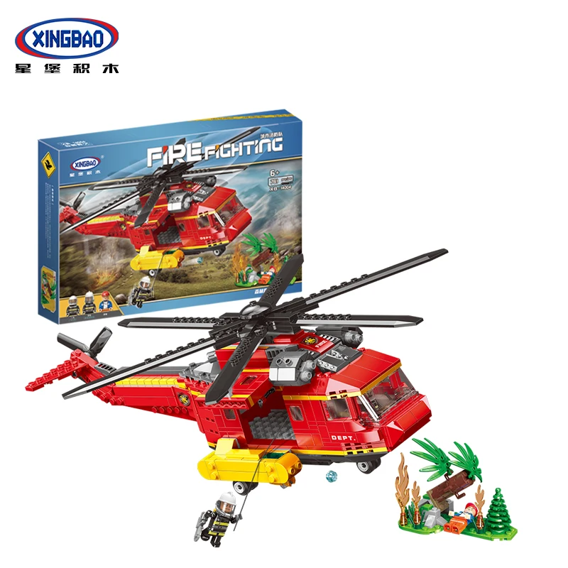 

Newest Xingbao Fire Control Building Blocks Fire Fighting with Helicopter Blocks Compatible with LegoINGlys Bricks Toys for boys
