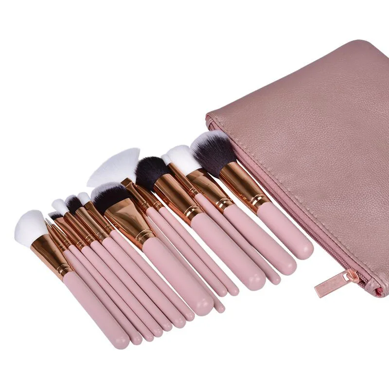 15pcs Pink Makeup Brushes Set Powder Foundation Eyeshadow Eyebrow Brush Cosmetic Beauty Tools Kit (7)