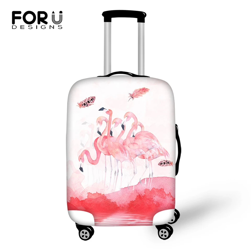 FORUDESIGNS Cartoon Luggage Cover Flamingos Leather Prints Pattern Travel Accessories Only Cover Fashion Design Suitcase Cover