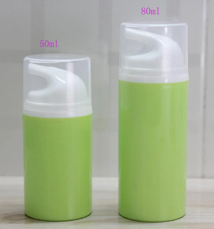80ML green plastic airless lotion bottle with white airless pump