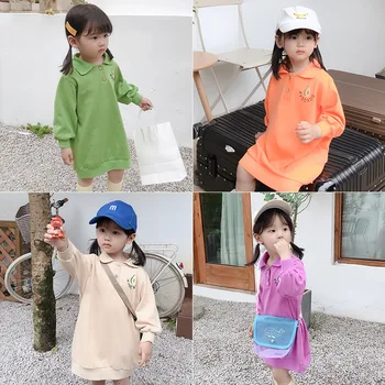 

New Girls Avocado Cartoon Long Sleeve Cotton Fashion Long Hooded Children Kids Fashion Loose Long Shirts Toddler Baby Clothing