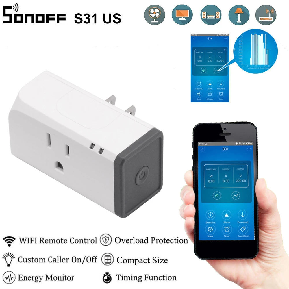 

Sonoff S31 Lite US 16A Mini Smart Wifi Socket Wireless Smart Switch Plug App Control Anywhere Works with Alexa Google Home IFTTT