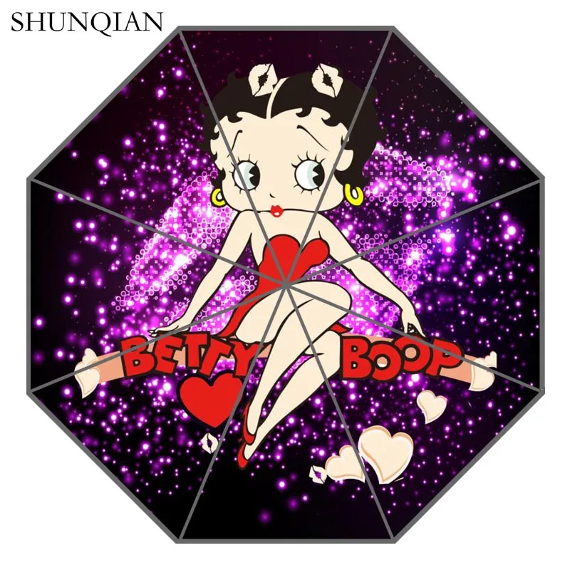 P# Betty Boop 02 зонт с индивидуальным принтом складной зонт от солнца и дождя для путешествий, не автоматический декоративный Высококачественный зонтик