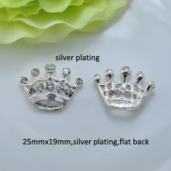 

(J0465) metal rhinestone embellsiment,crown shape, silver color,100pcs/lot