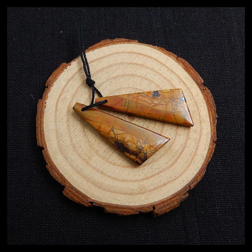 

Special sale!! Natural Stone Multi-Color Picasso Jasper Front Drilled Earring Bead 37x13x4mm 5.1g