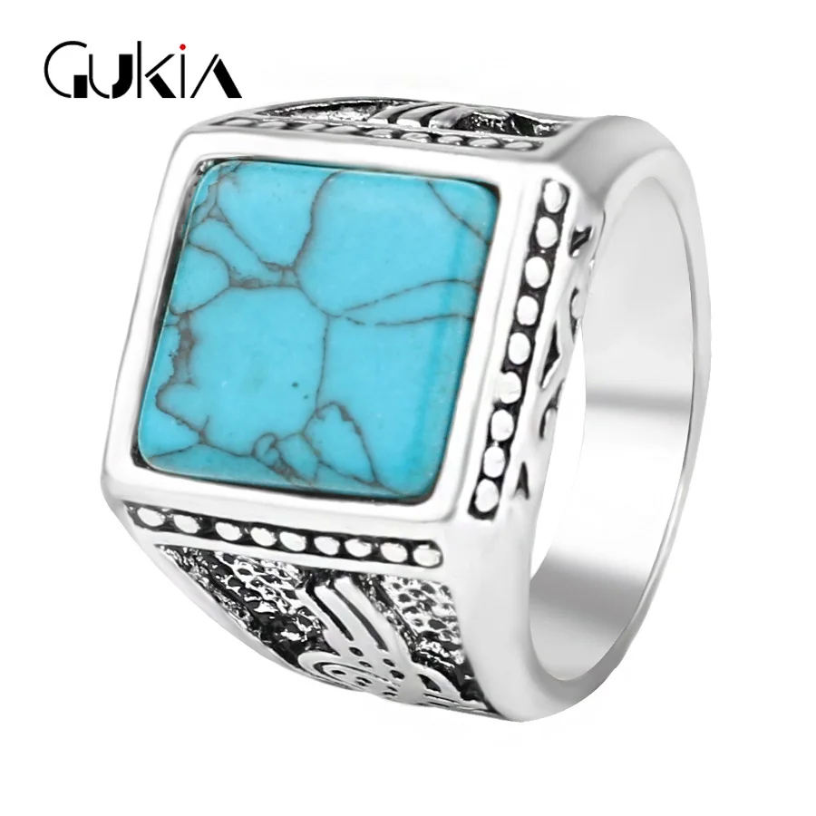 buy Classic Ottoman Vintage Ring For Women And Men Silver Plated StoneMosaic Charm Punk Rings Turkey Jewelry Wholesale Sale