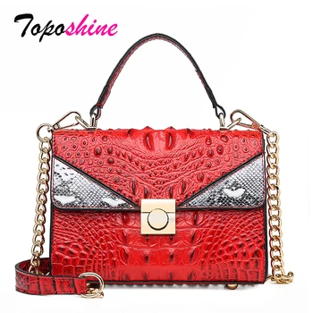 

Toposhine Fashion Crocodile Pattern Stitching Ladies Hand Small Square Bag Female New Casual Wild Shoulder Messenger Bag