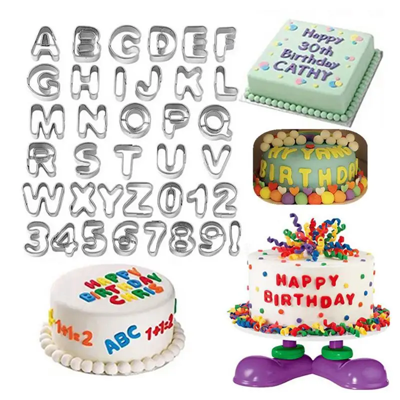 

37pcs Stainless Steel Alphabet Letters Numbers Cake Mold Cookie Biscuit Fruit Cutter Baking Set