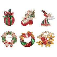 Navidad creativo goteo broches con diamantes de imitación fiesta de Navidad decoración pernos de pecho, regalos de joyas para las mujeres vintage pernos de La Broche