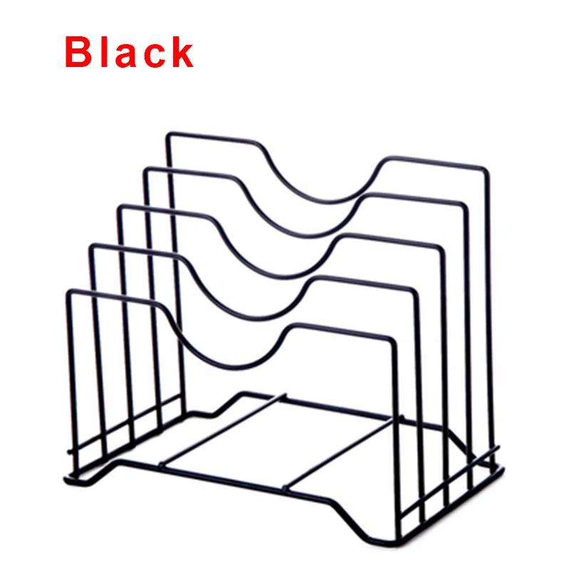 Железное место горшок крышка полка держатель для хранения инструмент для кухни Органайзер товары кастрюля крышка Подставка ложка кухонный аксессуар - Цвет: black