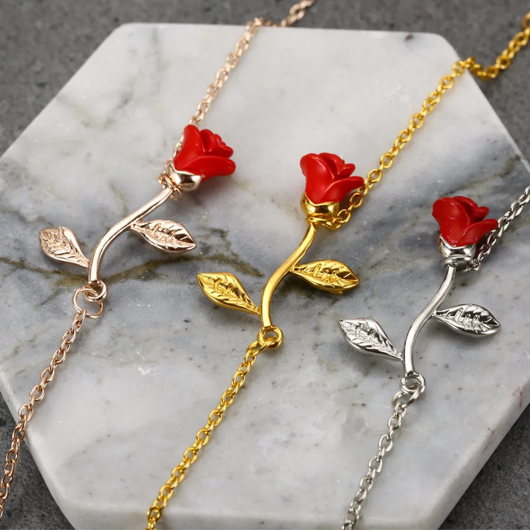 Charms Bracelet Adjustable Pulseras Mujer Fashion Rose Flower  Bracelets & Bangles For Women Wedding Jewelry Shellhard
