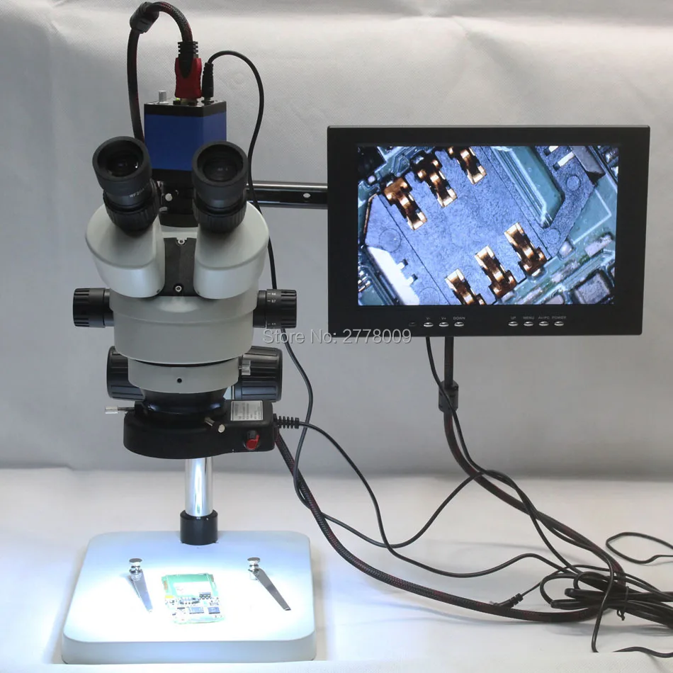 Trinocular Stereo HD Microscope 3.5X 90X Continuous Zoom Magnification ...
