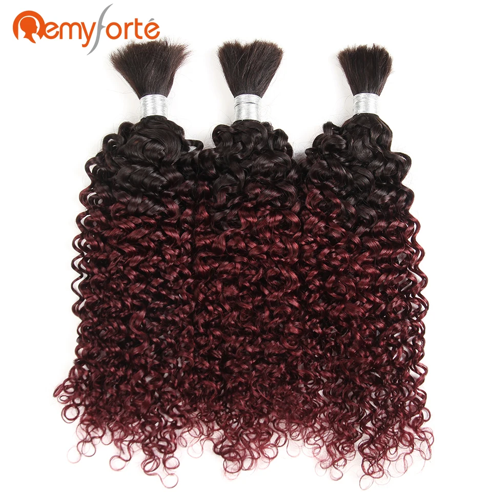 Remy Forte волосы бразильские кудрявые большой объем натуральных волос для плетения без Уток 10 до 30 дюймов косички пряди волос Омбре 99J