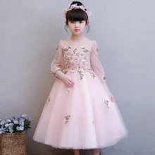 Изысканное элегантное платье с вышивкой для первого причастия; платье с цветочным узором для девочек-подростков; платье принцессы на свадьбу и день рождения