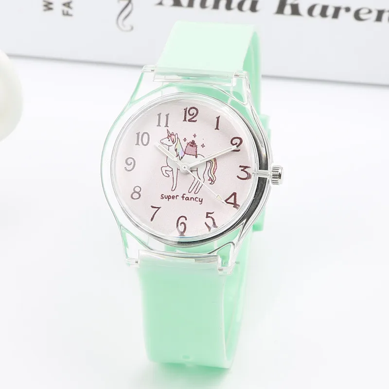 Брендовые новые модные милые детские часы Harajuku с единорогом и арбузом для девочек и мальчиков, водонепроницаемые спортивные часы, женские кварцевые часы