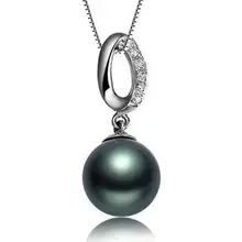 GVBORI 18 K золото Таити черного цвета с украшениями в виде жемчуга и ожерелье из страз с подвеской 925 пробы Серебряная цепочка Круглый Ювелирные Украшения ShippingPP154WW