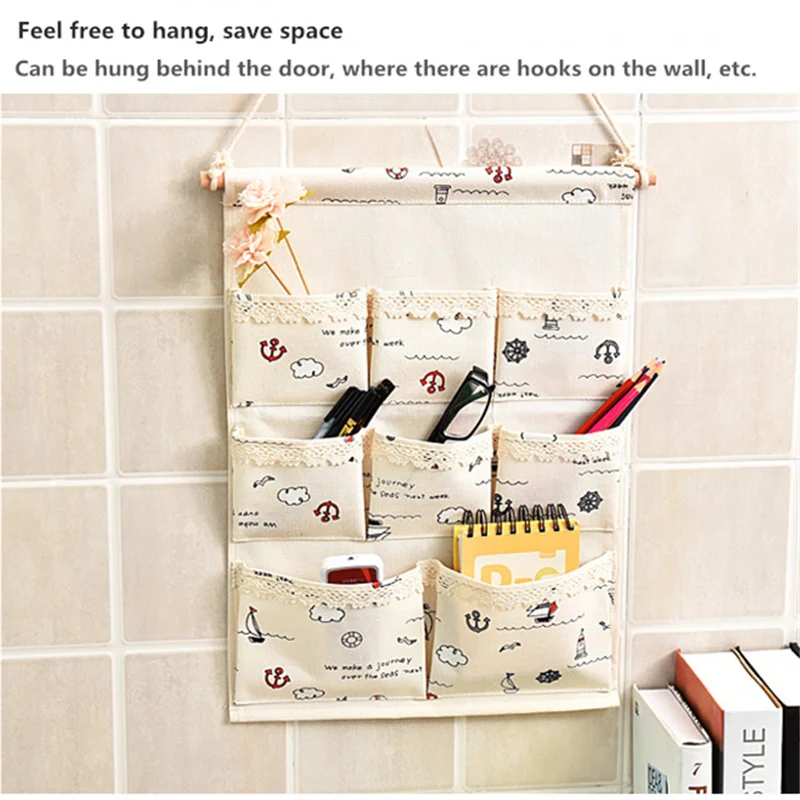 6/7/8 الحزم لعب صندوق تخزين شنقا جدار الحقيبة الحمام التجميل Organizador القطن حقيبة التخزين نوم ماكياج لعب المنظم
