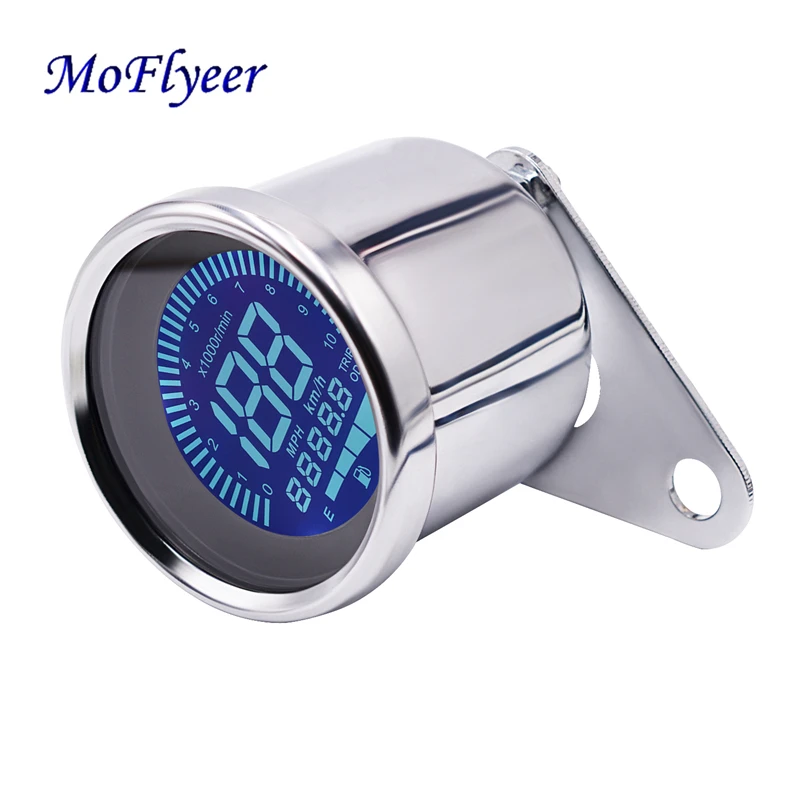 

MoFlyeer 12V Universal Multi-function Modified Motorcycle Instrument Digital LED Motorbike Car Fuel Oil Gauge Meter Speedometer