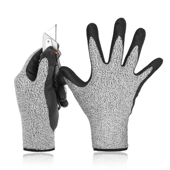 

Level 5 Cut Resistant Gloves 3D Comfort Stretch Fit, Durable Power Grip Foam Nitrile, Pass Fda Food Contact, Smart Touch, Thin