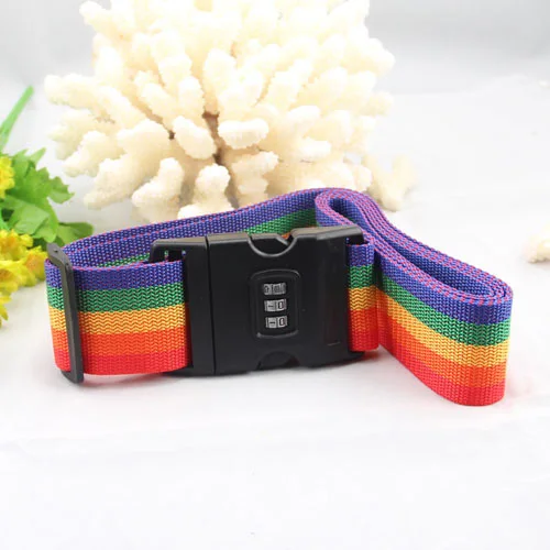Travel Luggage Baggage Bag Security Dial Lock Belt Suitcase Rainbow Strap
