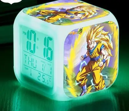 Dragon Ball детские часы светодиодный Будильник украшение дома reloj despertador 7 цветов флэш цифровые часы - Цвет: Бургундия