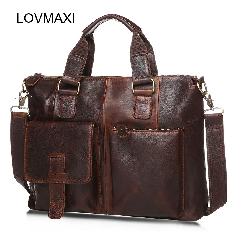 

LOVMAXI 100% Cow Leather Men's Crossbody Bags Vintage Casual Large Male Messenger Bags Business Bag Crazy Horse Leather Handbags