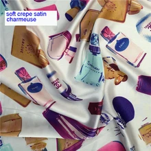 100 см* 150 см модное платье с принтом, имитация шелковой ткани, флаконы для духов, тянущаяся сатиновая ткань, мягкий материал Шармез