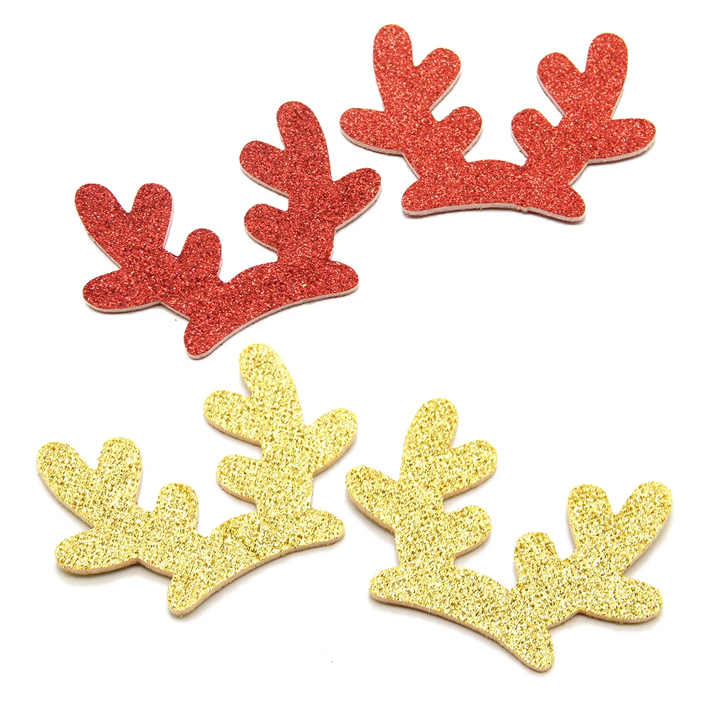 

David accessories 75x55mm Deer Glitter Embroidery Patch Hairbow Hair Accessories 10pcs,DIY Holiday Decoration Supplies,10Yc5348