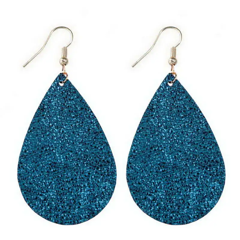 

ZWPON New Arrival Cheaper Big Leather Earrings 2018 Fashion Aqua Teardrop Earrings for Women Jewelry Black Earrings Wholesale