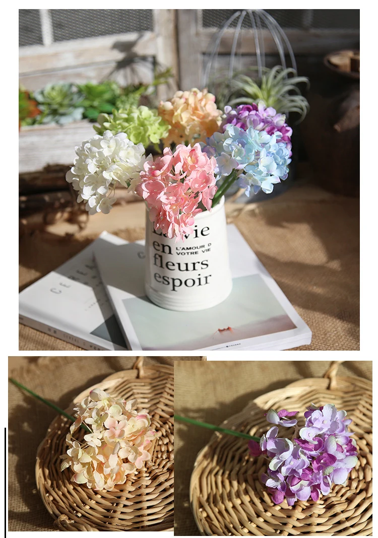 pink silk hydrangeas artificial flowers wedding flowers for bride hand silk Hydrangea fake flowers white home decoration (13)