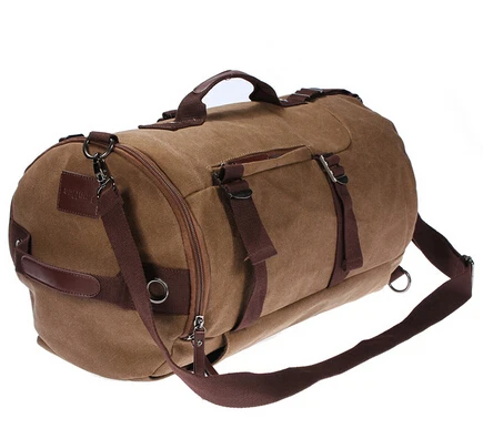 46 см x 27 см x 27 см кофейная Большая вместительная мужская дорожная сумка, рюкзак для альпинизма, Брезентовая сумка на плечо