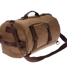 46 см x 27 см x 27 см кофейная Большая вместительная мужская дорожная сумка, рюкзак для альпинизма, Брезентовая сумка на плечо