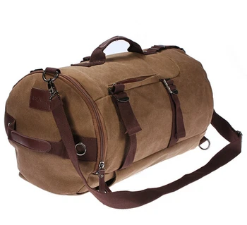 

46cmx27cmx27cm coffee Large capacity man travel bag mountaineering backpack canvas bucket shoulder bag
