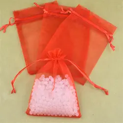 Оптовая продажа 100 шт 13x18 см подарочные мешочки из органзы Красный цвет тянущаяся органза сумки Свадебный Рождественский подарок сумки
