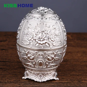

10*7.5CM Silver European Style Automatic Toothpick Box Fashion Egg Metal Vintage Toothpicks Holder Toothpick Dispenser Boxes