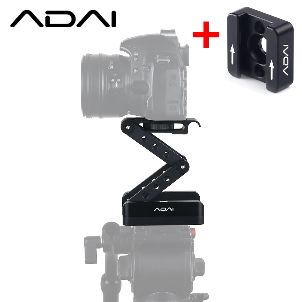 

ADAI Z-Shaped Flex Tilt Tripod Head Folding Z Tilt Head 360 Rotary Quick Release Plate for Nikon Canon Sony Pentax DSLR Camera