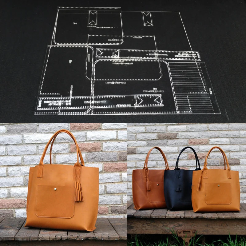 

Handmamde Handbag Acrylic Template Leather Pattern DIY Hobby Leathercraft Sewing Pattern Stencils 40x30x10cm