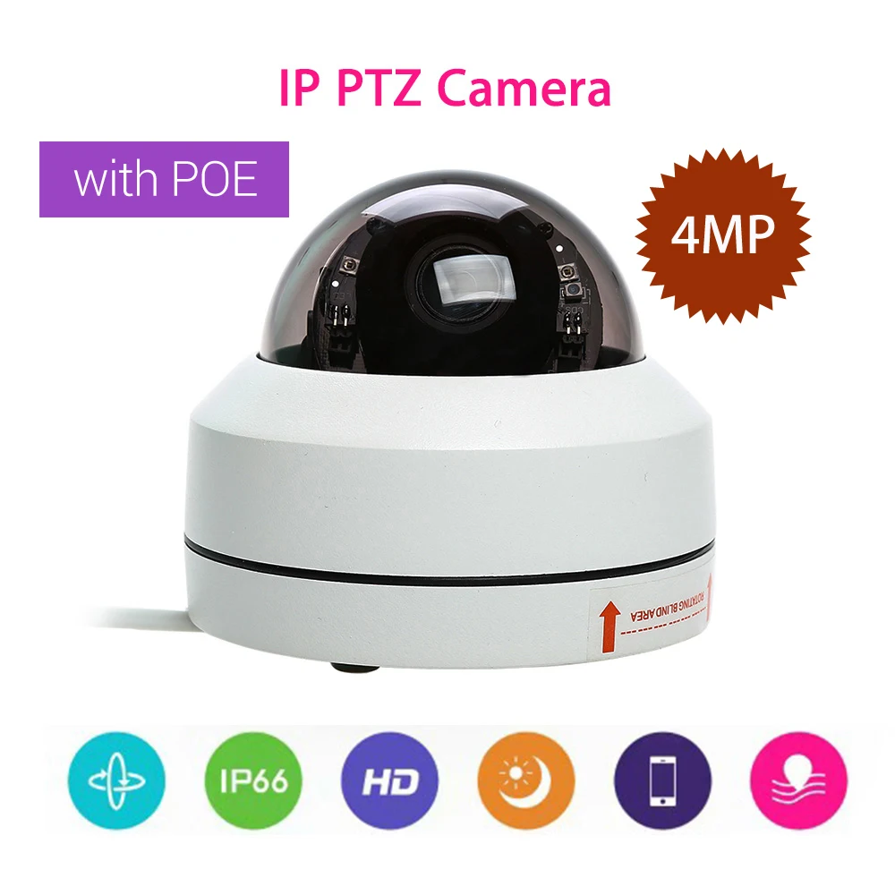  Smart POE Camera H.265/H.264 4MP PTZ IP Camera Outdoor Home Security HD1080P Night Vision Audio IR 