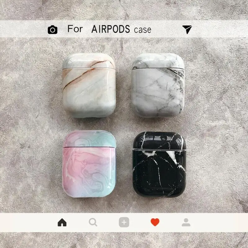 

Protective Cover Bluetooth Wireless Earphone Case Charging Simple Box Case Bag INS Agate Marble Hard Case For Apple Airpods Case