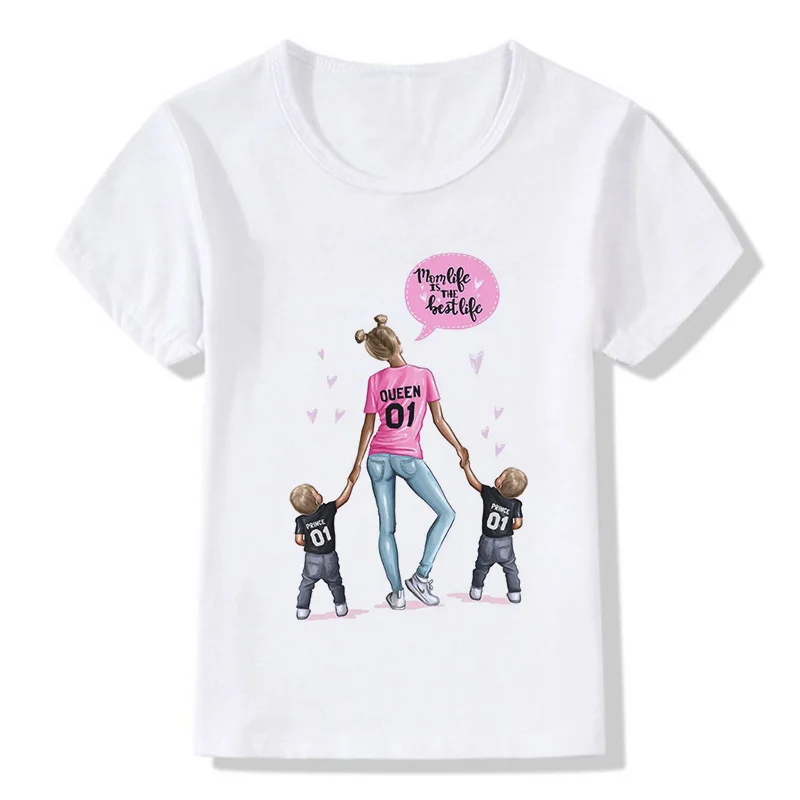 Футболка для маленьких девочек с надписью «Super Mom» милые топы для девочек с принтом «Love Life», белая футболка с круглым вырезом и короткими рукавами для девочек - Цвет: 2004