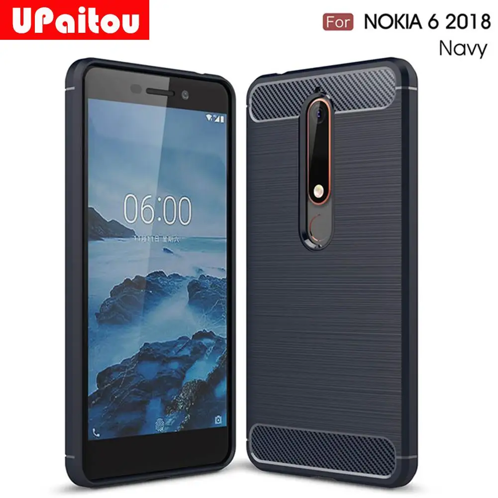 cheap UPaitou For Nokia 6 2018 Case Ultra Thin Carbon Fiber Soft TPU Case Cover For Nokia 6 2018 Phone Full Cover Shockproof Case
