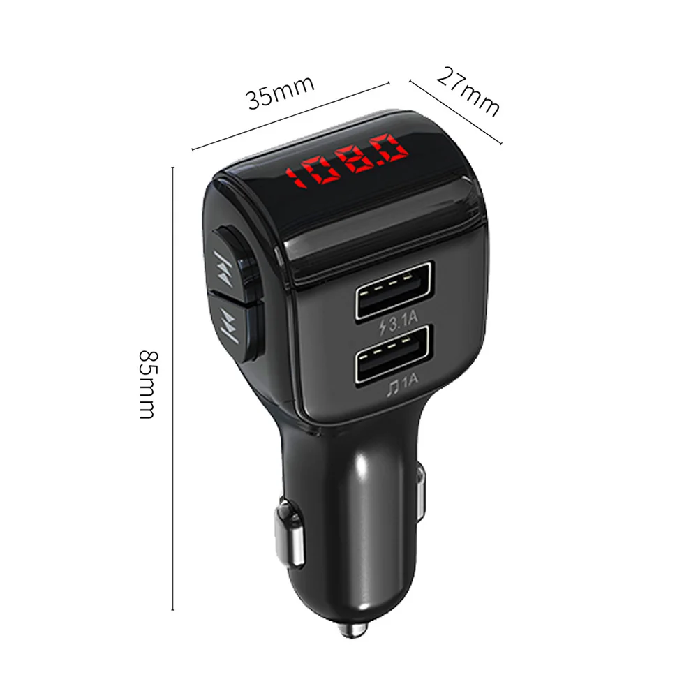 KCAR1013_6_JONSNOW A01 Mini Car Charger MP3 Player Double USB Car Fast Charger Bluetooth 5.0 FM Transmitter 68dB Wireless Bluetooth Car Kit