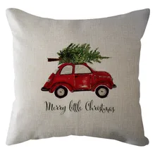 Rojo Vintage Navidad almohadas de algodón de lino funda de almohada de Navidad ciervos suave sofá lanzar funda de cojín decoración del hogar