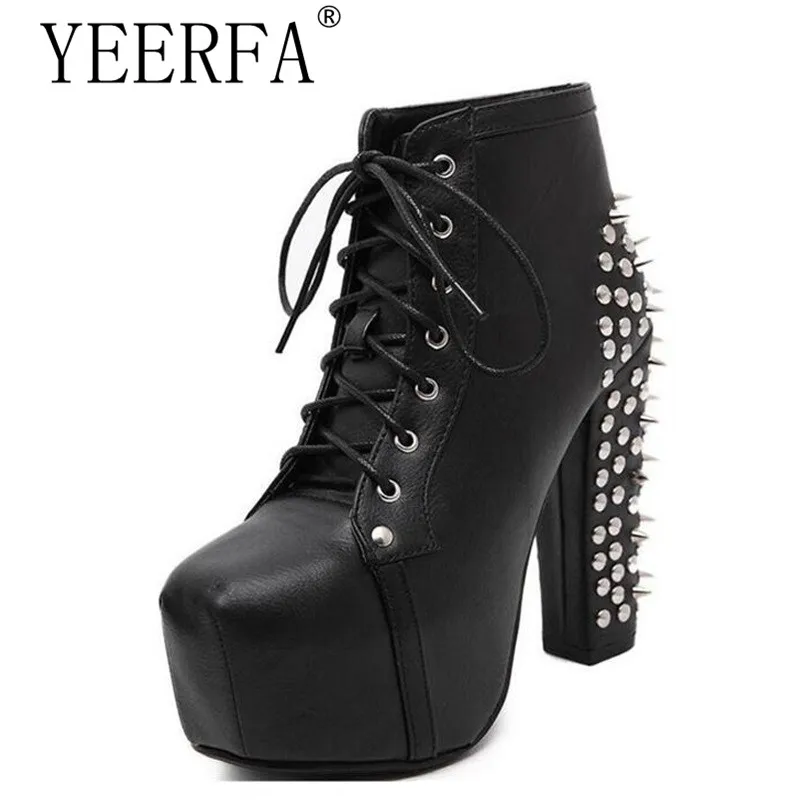 platform booties with spikes