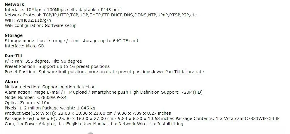 Vstarcam C7833 Бесплатная доставка ip-камера Беспроводная HD 720 P ONVIF инфракрасный беспроводной HD Водонепроницаемая наружная купольная камера