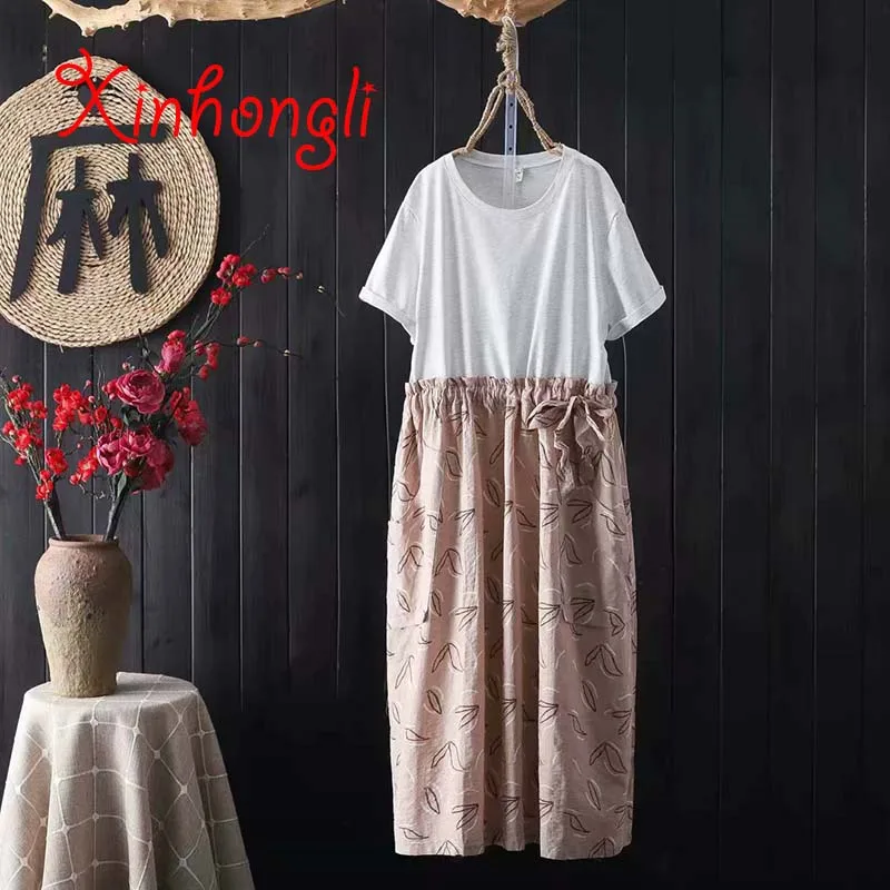 

Plus size patchwork women high slim waist women dress 2019 summer casual ladies short sleeve dress female vestidos