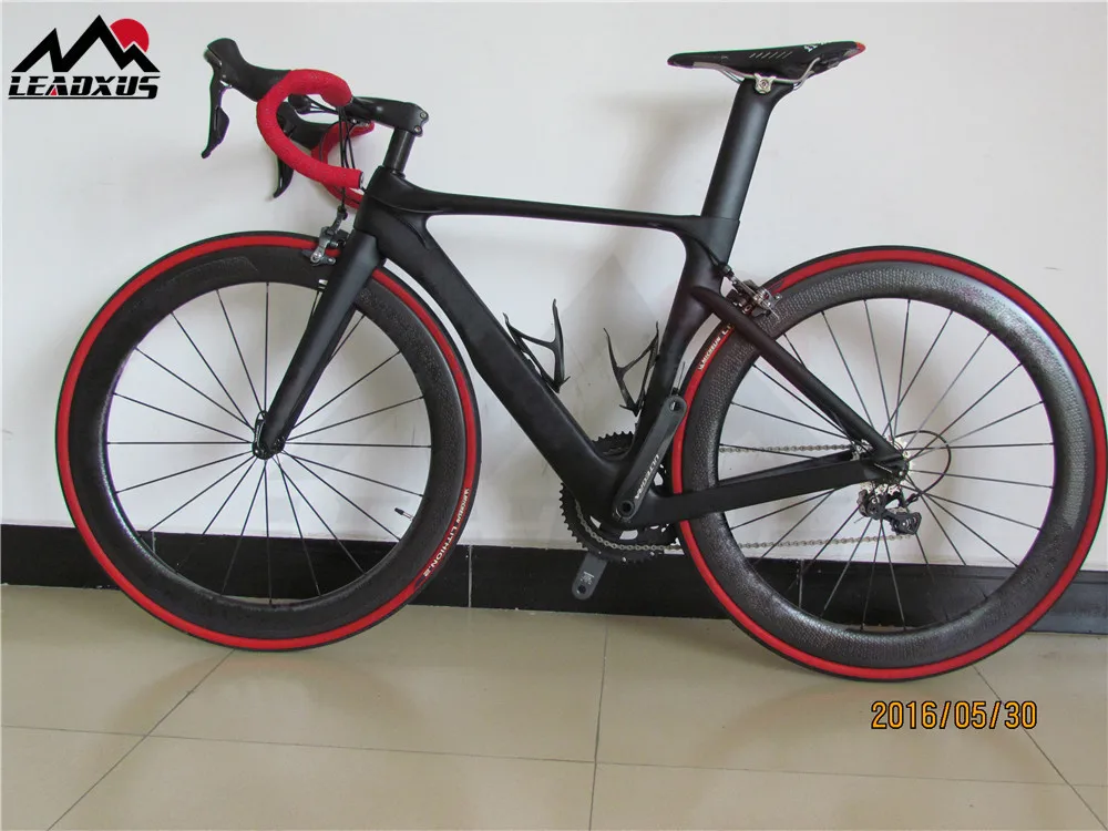 Top Leadxus Gam180 Carbon Fiber Complete Bike Carbon Road Bicycle Frame+dimple Carbon Wheels+carbon Handlebar/saddle+r8000 Groupset 0