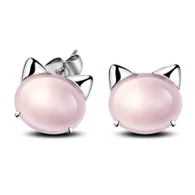 Fashion 925 Sterling Sliver Stud Earrings For Women brincos Animal font b Pet b font Pink