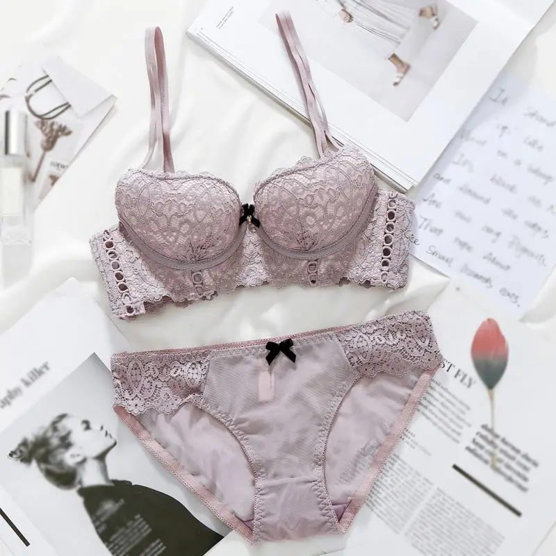 Fashion Sexy Bra Sets Embroidery Lingerie Underwear Women Set Lace Comfortable Brassiere Bras sexy bra set